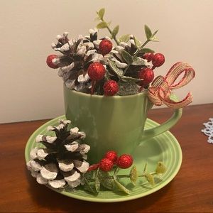 Handmade Holiday Teacup Decoration OOAK